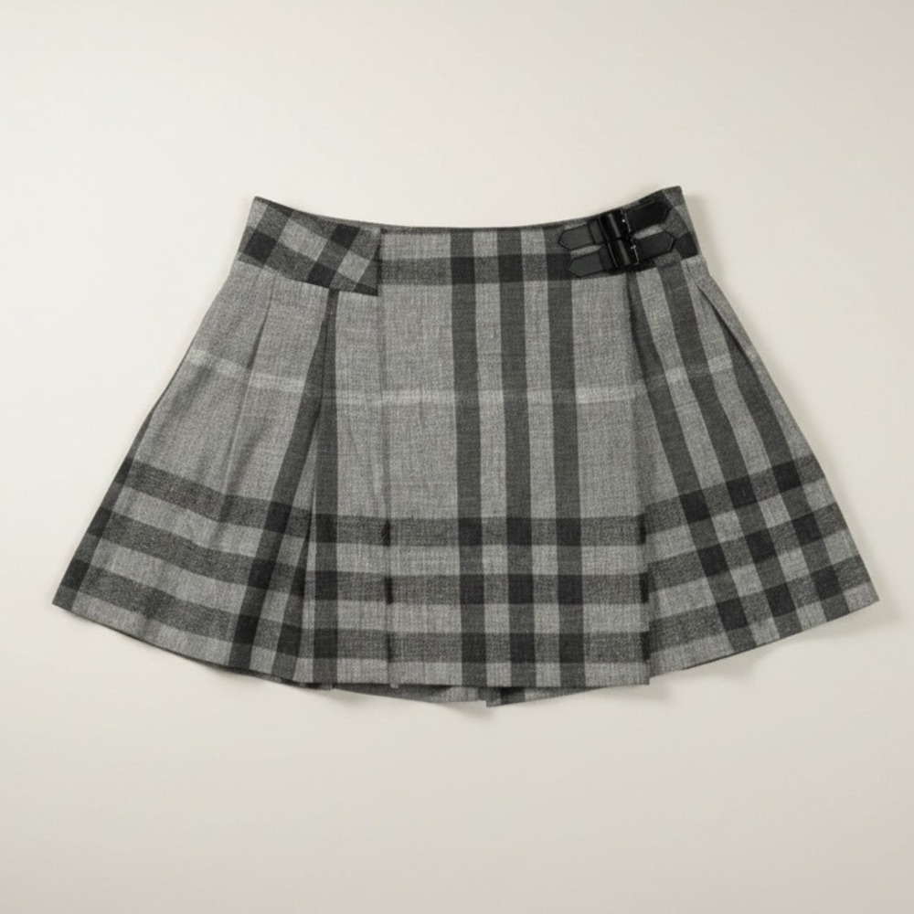 Burberry Children Grey Check Pleated Kilt Skirt Made in Italy 7Y